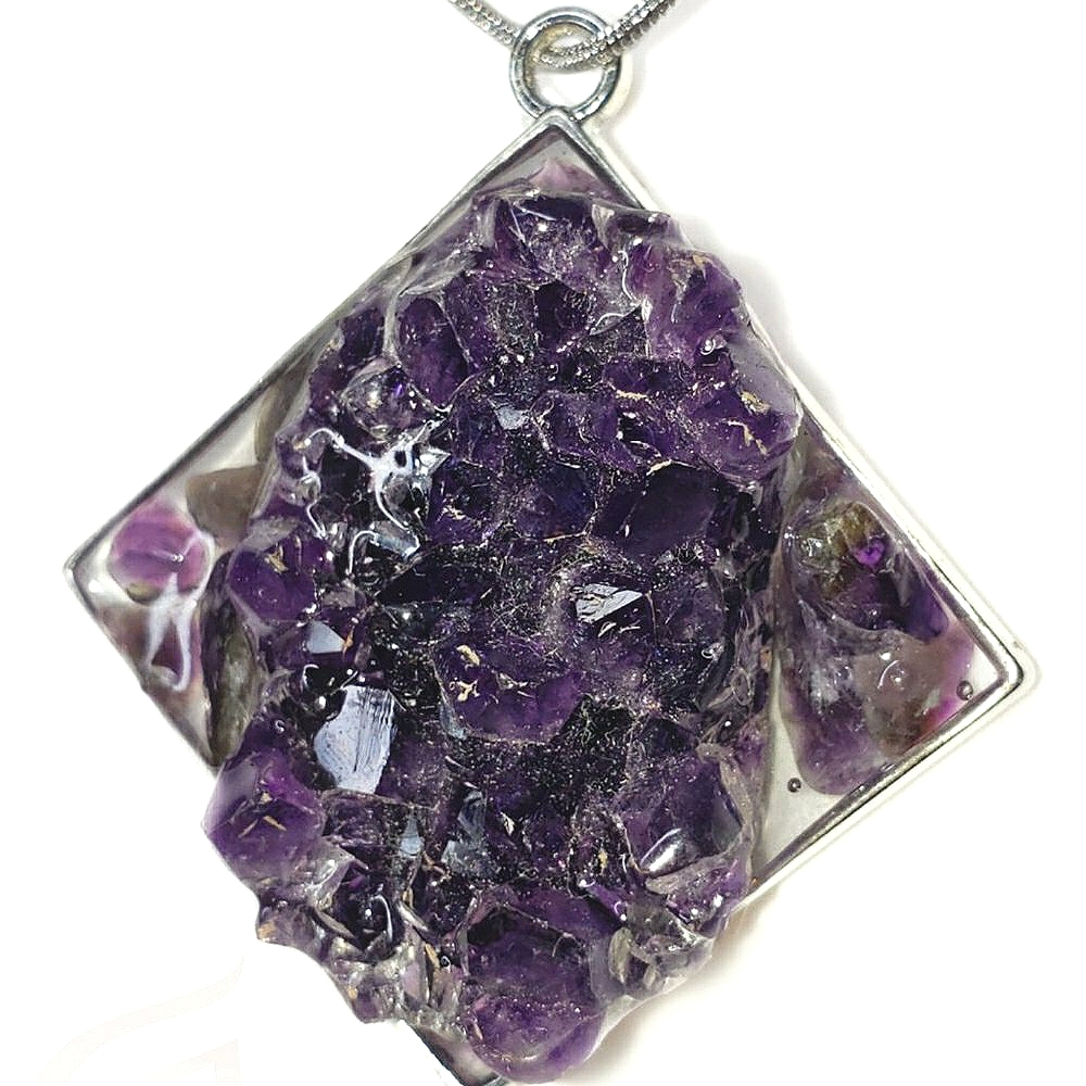Handmade Amethyst Crystal Cluster Jewerly Necklace